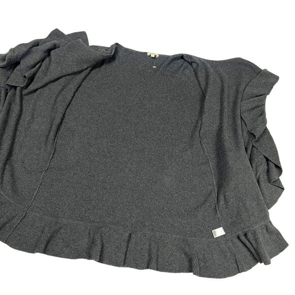 Project Sweater Dark Grey Ruffle Front Button Cardigan Long Sleeve Knit Women XS - Picture 12 of 12